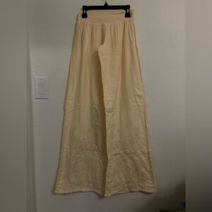 🍦Miss Me Cream Embroidered Smocked Wide Leg Pants🍦